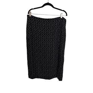 Abercrombie & Fitch Skirt Womens XL Polka Dot Midi Slip Black White Side Slit